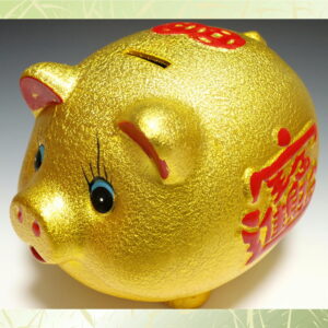 金色の豚貯金箱：正面画像