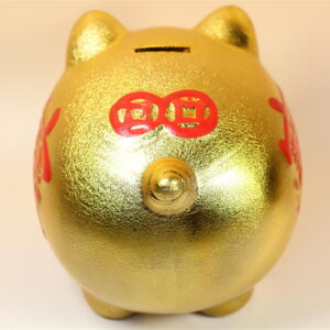 金色の豚貯金箱：背面画像