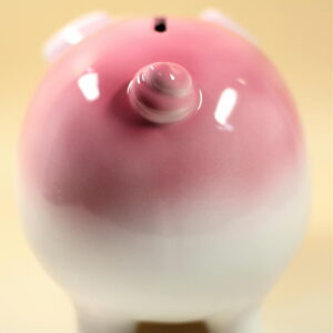ピンク色の豚貯金箱：背面画像