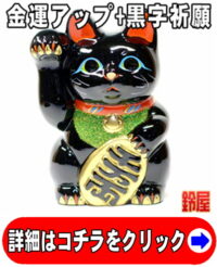 金運アップの開運グッズである黒色の小判猫の置物