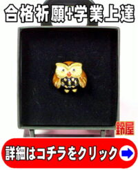 合格祈願の開運グッズであるふくろうのピンブローチ